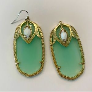 Kendra Scott Gold & Sea Green Pendant Earrings